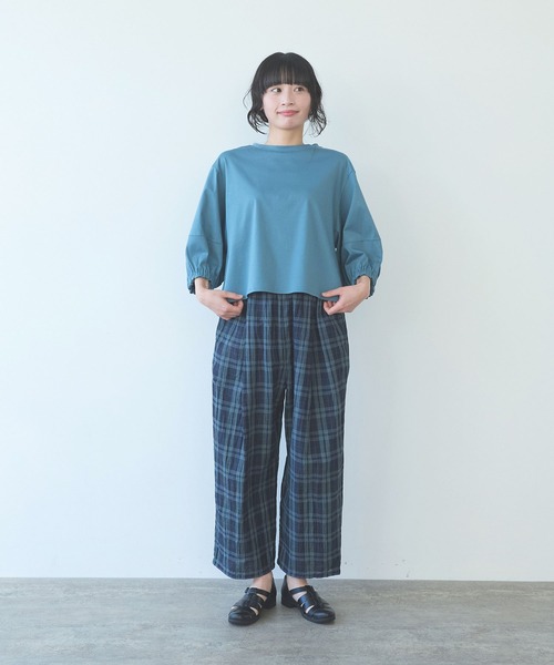 yuni(ユニ )の「high count/C baloon sleeves プルオーバー(Tシャツ/カットソー・レディース・ブルー/ベージュ・FREE)」の6枚目の写真