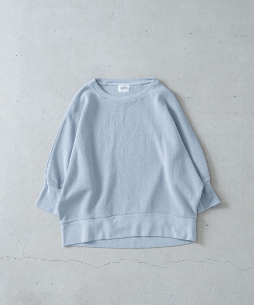 quadro(クオドロ)の「エメラルド変形ワッフル7分袖ドルマンプルオーバー(Tシャツ/カットソー・レディース・キナリ/チャコール/ブルーグレー/グリーン・FREE)」の2枚目の写真