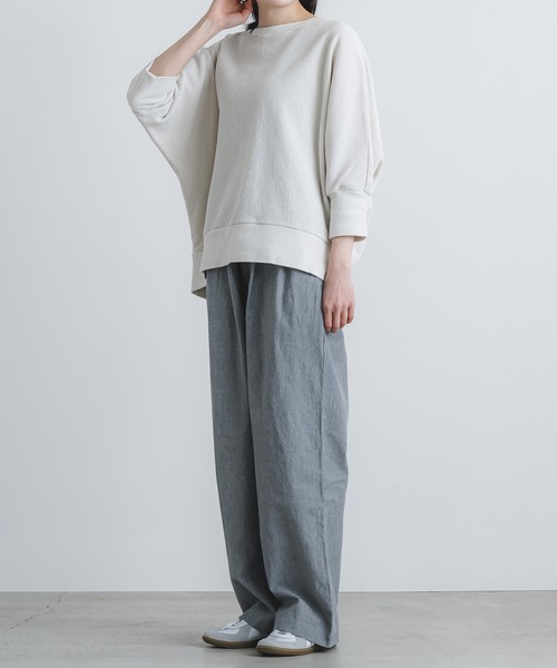 quadro(クオドロ)の「エメラルド変形ワッフル7分袖ドルマンプルオーバー(Tシャツ/カットソー・レディース・キナリ/チャコール/ブルーグレー/グリーン・FREE)」の17枚目の写真