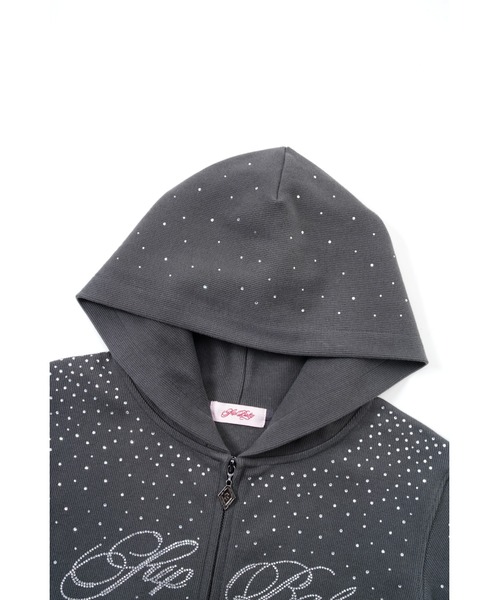 SupBaby by SUPPLIER（サプベイビーバイサプライヤー）の「ジップフーディ｜Sparkle Rhinestone Zip Hoodie｜SupBaby by SUPPLIER（パーカー・レディース・ホワイト/スミクロ・ONE SIZE）」の4枚目の写真