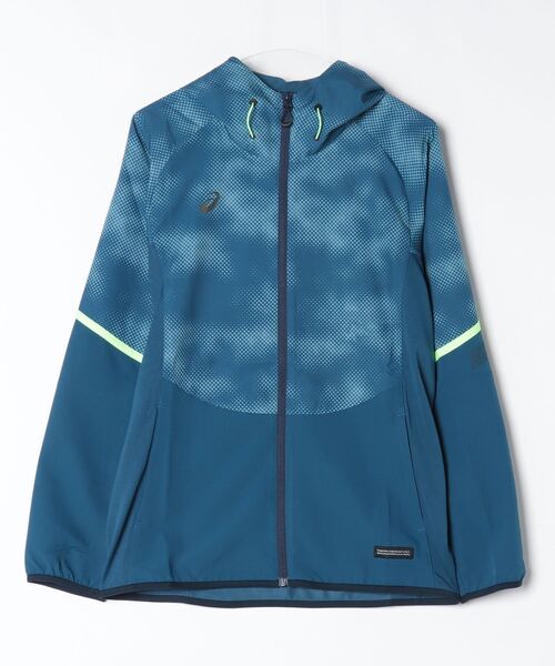 ASICS（アシックス）の「アシックス ASICS ACTIMOTIONクールグラフィッククロスフーディー（ナイロンジャケット・メンズ・ブラック/ダークブルー・M/L/LL）」の9枚目の写真