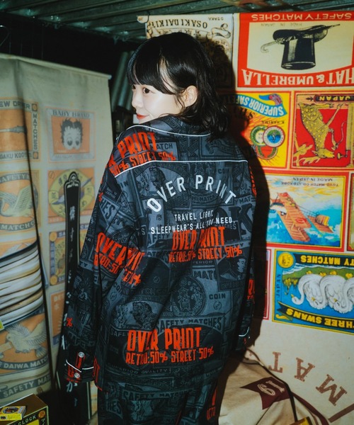 over print(オーバープリント)の「overprint/オーバープリント/LOUNGE SHIRT/日本燐寸工業会(シャツ/ブラウス・レディース・ブラック・M/L/XL)」の3枚目の写真