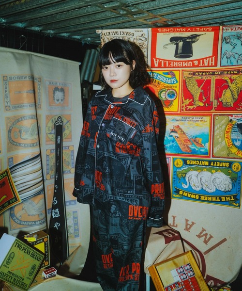 over print(オーバープリント)の「overprint/オーバープリント/LOUNGE SHIRT/日本燐寸工業会(シャツ/ブラウス・レディース・ブラック・M/L/XL)」の4枚目の写真