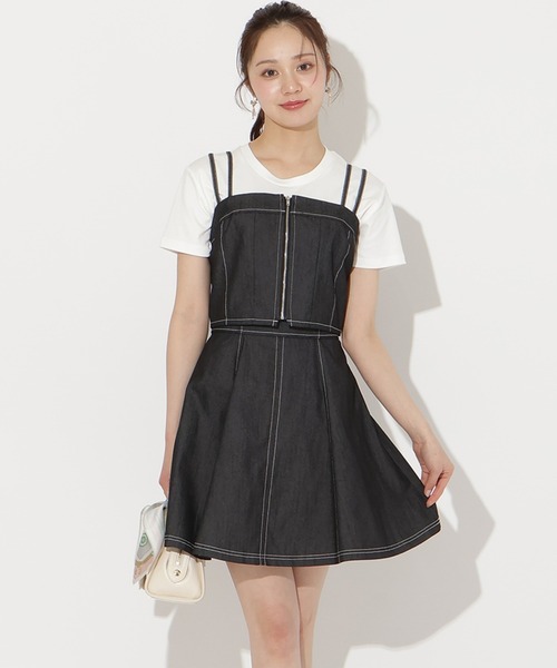 WILLSELECTION（ウィルセレクション）の「【DENIM SETUP series】ライトデニムフレアスカート（デニムスカート・レディース・ブラック/ミント/ネイビー/ピンク・SMALL/MEDIUM）」の2枚目の写真