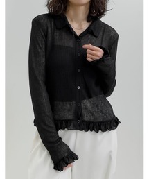 Re:EDIT（リエディ）の「シアースラブカットソーポロカラーフリルシャツ（ポロシャツ）」