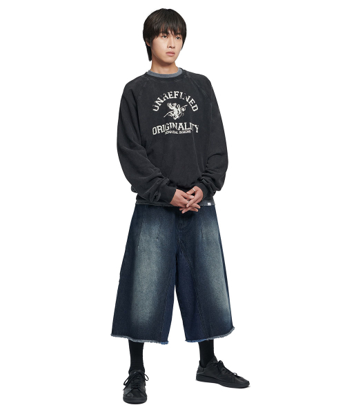 NOMANUAL（NOMANUAL）の「UNREFINED EMBLEM RAGLAN SWEATSHIRT - WASHED BLACK（スウェット・レディース・その他・LARGE/MEDIUM/X-LARGE/SMALL）」の3枚目の写真