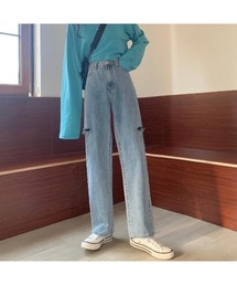 サイドダメージデニムパンツ