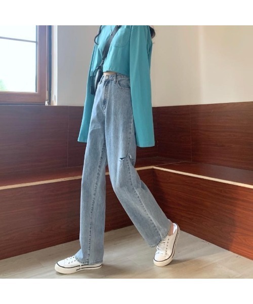 CHEER(チアー)の「サイドダメージデニムパンツ(デニムパンツ・レディース・サックスブルー・L)」の3枚目の写真
