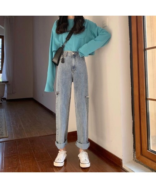 CHEER(チアー)の「サイドダメージデニムパンツ(デニムパンツ・レディース・サックスブルー・L)」の8枚目の写真