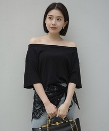 オフショルリブカットトップス（Tシャツ/カットソー）｜anuans（ア