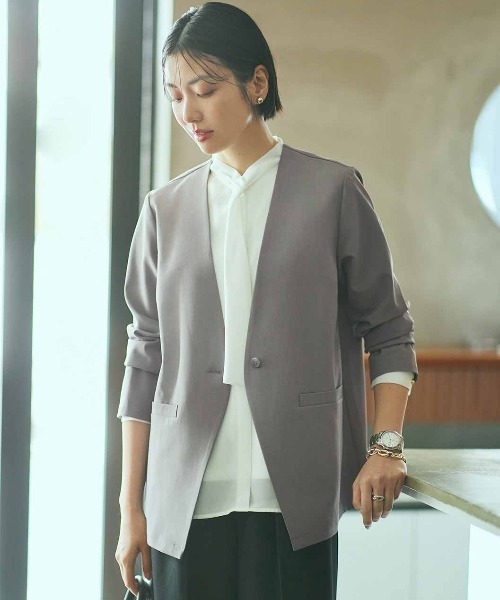 IEDIT（イディット）の「ＩＥＤＩＴ　インナーカットソー付きシックなボウタイブラウス（シャツ/ブラウス・レディース・ライトブルー/ネイビー/ホワイト・4L/3L/LL/L/M/S）」の16枚目の写真