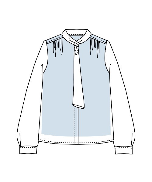 IEDIT（イディット）の「ＩＥＤＩＴ　インナーカットソー付きシックなボウタイブラウス（シャツ/ブラウス・レディース・ライトブルー/ネイビー/ホワイト・4L/3L/LL/L/M/S）」の7枚目の写真