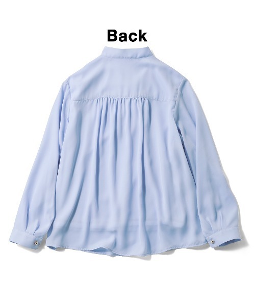 IEDIT（イディット）の「ＩＥＤＩＴ　インナーカットソー付きシックなボウタイブラウス（シャツ/ブラウス・レディース・ライトブルー/ネイビー/ホワイト・4L/3L/LL/L/M/S）」の6枚目の写真