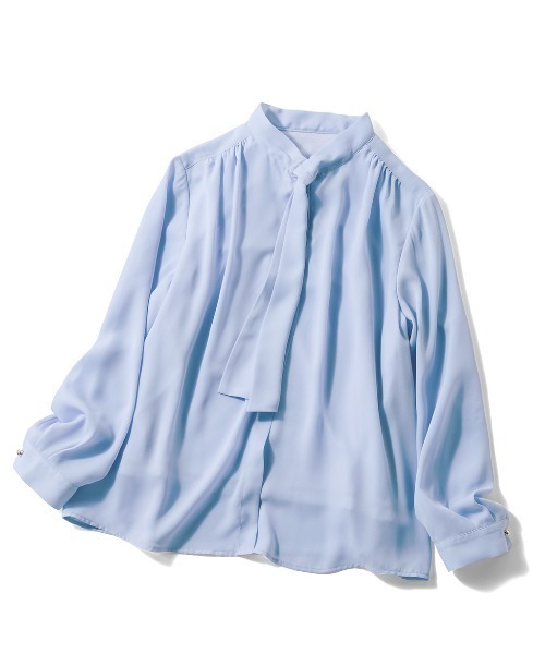 IEDIT（イディット）の「ＩＥＤＩＴ　インナーカットソー付きシックなボウタイブラウス（シャツ/ブラウス・レディース・ライトブルー/ネイビー/ホワイト・4L/3L/LL/L/M/S）」の9枚目の写真