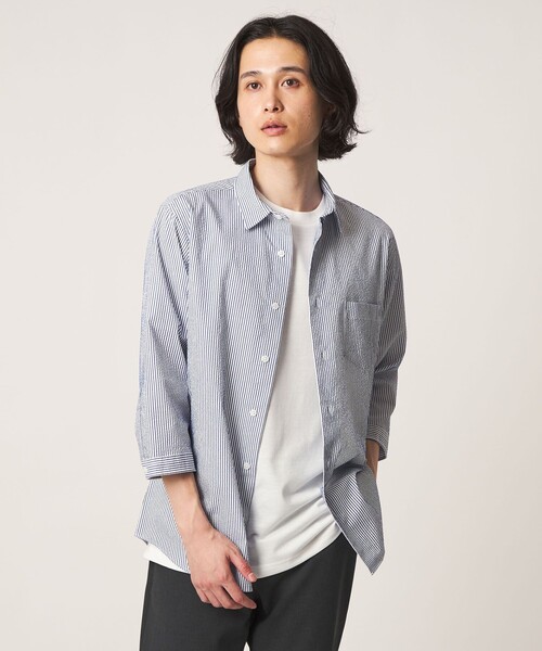 A DAY IN THE LIFE UNITED ARROWS（アデイインザライフユナイテッドアローズ）の「クールマックス サッカー レギュラーカラー７分袖シャツ-吸水速乾-＜A DAY IN THE LIFE＞（シャツ/ブラウス・メンズ・コバルトブルー/ライトブルー/ホワイト/ネイビー・L/XL/S/M）」の21枚目の写真