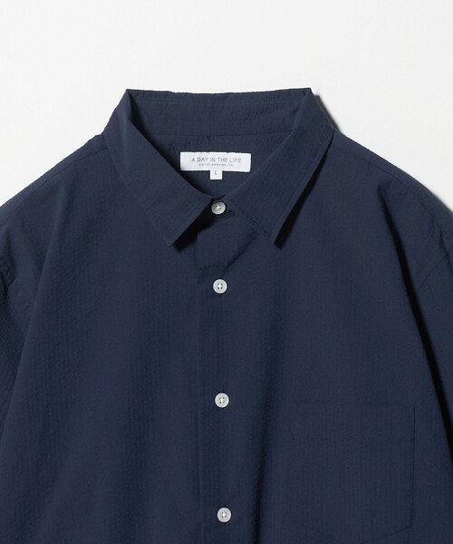 A DAY IN THE LIFE UNITED ARROWS（アデイインザライフユナイテッドアローズ）の「クールマックス サッカー レギュラーカラー７分袖シャツ-吸水速乾-＜A DAY IN THE LIFE＞（シャツ/ブラウス・メンズ・コバルトブルー/ライトブルー/ホワイト/ネイビー・L/XL/S/M）」の5枚目の写真