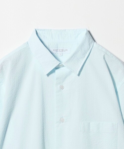 A DAY IN THE LIFE UNITED ARROWS（アデイインザライフユナイテッドアローズ）の「クールマックス サッカー レギュラーカラー７分袖シャツ-吸水速乾-＜A DAY IN THE LIFE＞（シャツ/ブラウス・メンズ・コバルトブルー/ライトブルー/ホワイト/ネイビー・L/XL/S/M）」の12枚目の写真