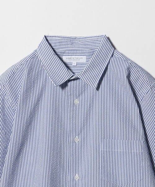 A DAY IN THE LIFE UNITED ARROWS（アデイインザライフユナイテッドアローズ）の「クールマックス サッカー レギュラーカラー７分袖シャツ-吸水速乾-＜A DAY IN THE LIFE＞（シャツ/ブラウス・メンズ・コバルトブルー/ライトブルー/ホワイト/ネイビー・L/XL/S/M）」の15枚目の写真