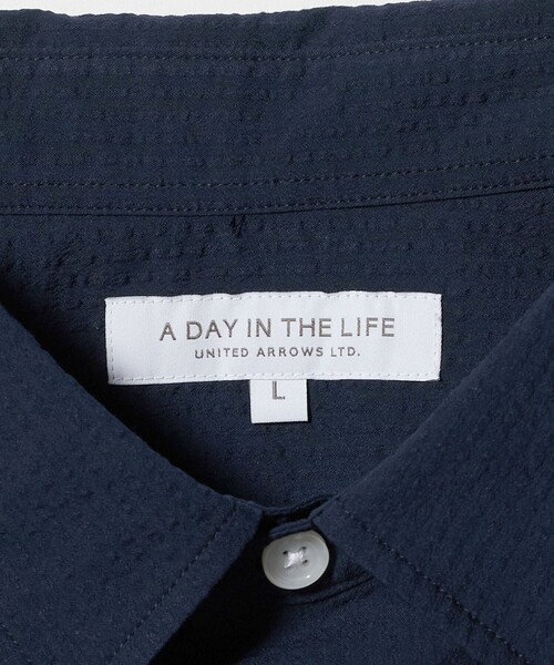 A DAY IN THE LIFE UNITED ARROWS（アデイインザライフユナイテッドアローズ）の「クールマックス サッカー レギュラーカラー７分袖シャツ-吸水速乾-＜A DAY IN THE LIFE＞（シャツ/ブラウス・メンズ・コバルトブルー/ライトブルー/ホワイト/ネイビー・L/XL/S/M）」の17枚目の写真
