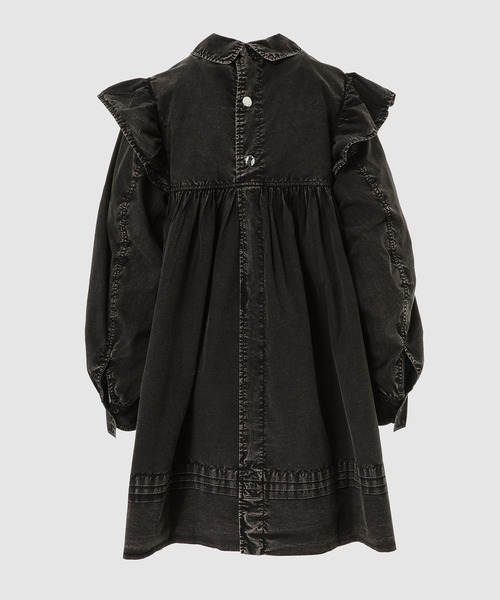 GANNI(ガニー)の「Garment Dyed Cotton Mini Frill Dress(ワンピース・レディース・ブラック・38)」の4枚目の写真