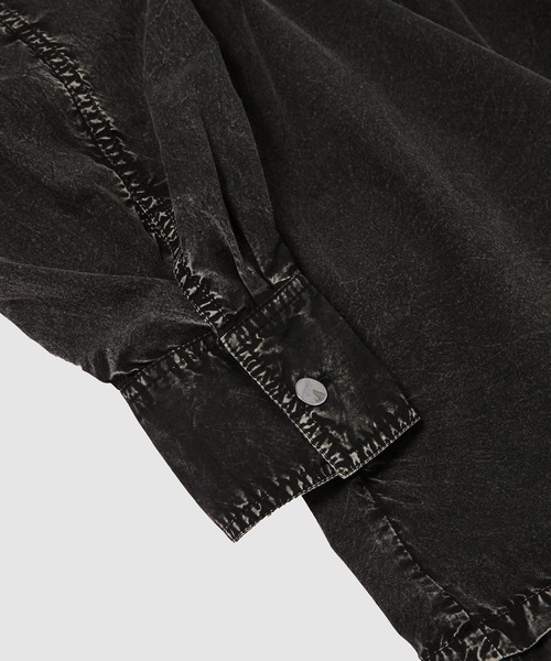 GANNI(ガニー)の「Garment Dyed Cotton Mini Frill Dress(ワンピース・レディース・ブラック・38)」の2枚目の写真