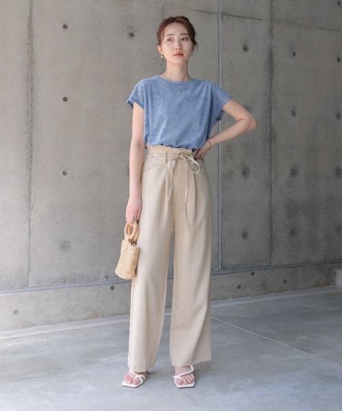 Bab(バブ)の「【S・Mサイズ展開】リネンライクウエストギャザーパンツ(その他パンツ・レディース・ピンク/ベージュ・MEDIUM)」の7枚目の写真