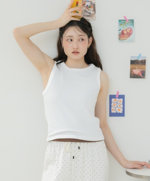 HEILIS(ヘイリス)の「アメリカンスリーブリブタンクトップ(タンクトップ・レディース・レッド/ブラック/ブラウン/ホワイト・FREE)」の6枚目の写真