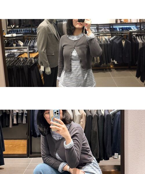 MUSINSA STANDARD WOMAN（ムシンサスタンダードウーマン）の「ウィメンズリブスリムスコップネックジャージカーディガン[ダークグレー]（カーディガン/ボレロ・レディース・その他・X-SMALL/SMALL/MEDIUM/LARGE）」の4枚目の写真
