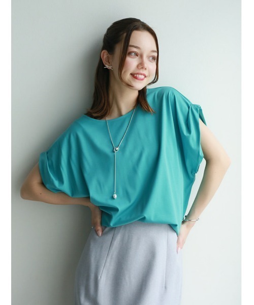 fifth(フィフス)の「【接触冷感】袖口折り返しデザインTシャツ(Tシャツ/カットソー・レディース・ホワイト/ブラック/ターコイズブルー・M)」の3枚目の写真