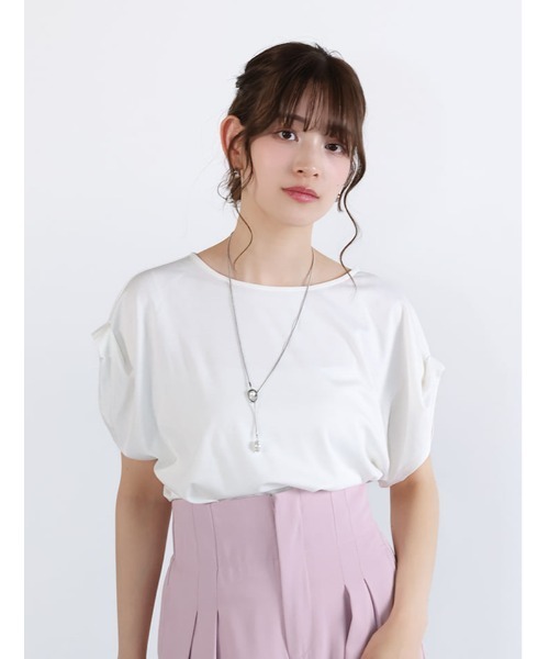 fifth(フィフス)の「【接触冷感】袖口折り返しデザインTシャツ(Tシャツ/カットソー・レディース・ホワイト/ブラック/ターコイズブルー・M)」の5枚目の写真