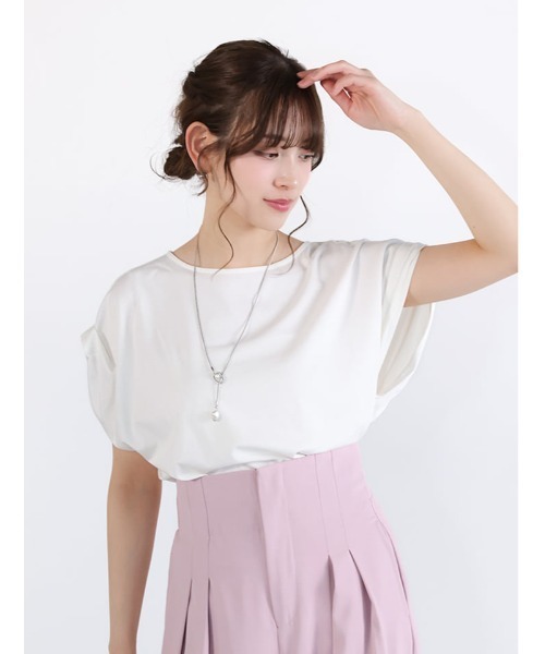 fifth(フィフス)の「【接触冷感】袖口折り返しデザインTシャツ(Tシャツ/カットソー・レディース・ホワイト/ブラック/ターコイズブルー・M)」の6枚目の写真