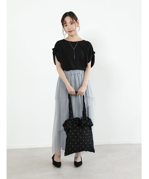 fifth(フィフス)の「【接触冷感】袖口折り返しデザインTシャツ(Tシャツ/カットソー・レディース・ホワイト/ブラック/ターコイズブルー・M)」の12枚目の写真