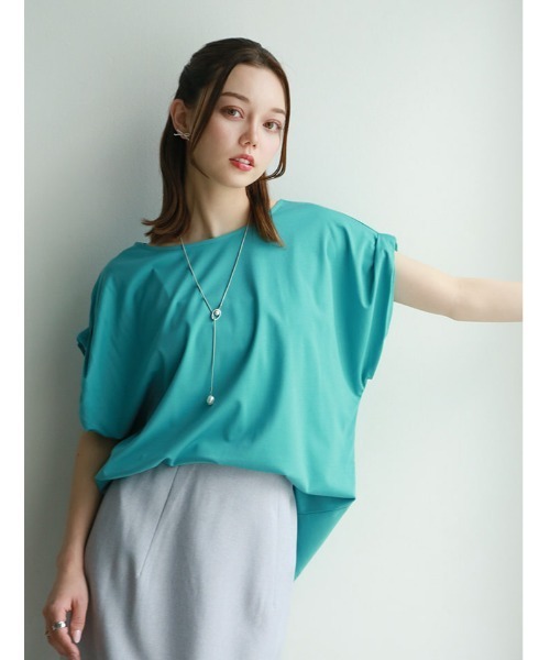 fifth(フィフス)の「【接触冷感】袖口折り返しデザインTシャツ(Tシャツ/カットソー・レディース・ホワイト/ブラック/ターコイズブルー・M)」の18枚目の写真