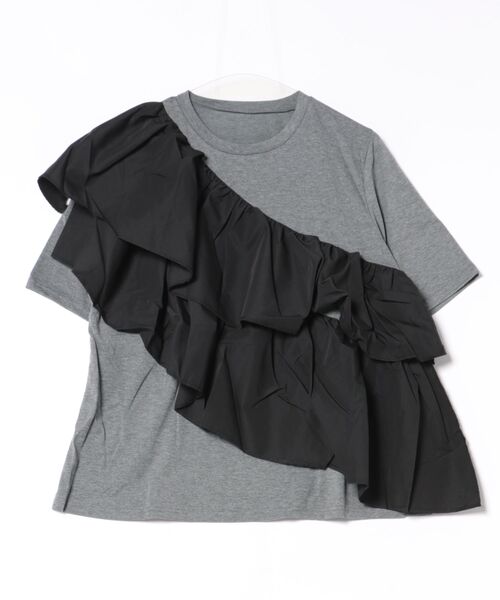 each(イーチ)の「アシメフリルデザイン半袖Tシャツ(Tシャツ/カットソー・レディース・ホワイト/グレー・FREE)」の6枚目の写真