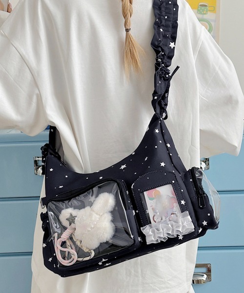 Miniministore(ミニミニストア)の「ショルダーバッグ 星柄 痛バッグ 推し活(ショルダーバッグ・レディース・ブラック/ホワイト・FREE)」の1枚目の写真