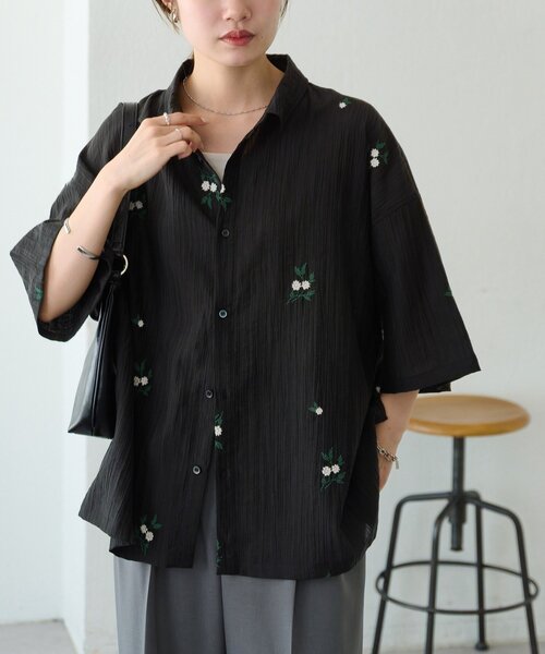 DISCOAT(ディスコート)の「【Enlude】モチーフ刺繍オーバーシャツ《ユニセックス》(シャツ/ブラウス・レディース・ブラック/ブラウン・FREE)」の7枚目の写真