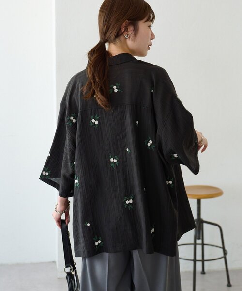 DISCOAT(ディスコート)の「【Enlude】モチーフ刺繍オーバーシャツ《ユニセックス》(シャツ/ブラウス・レディース・ブラック/ブラウン・FREE)」の8枚目の写真