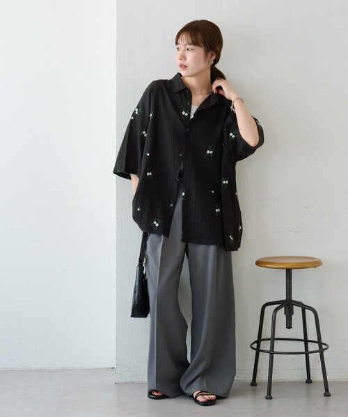 DISCOAT(ディスコート)の「【Enlude】モチーフ刺繍オーバーシャツ《ユニセックス》(シャツ/ブラウス・レディース・ブラック/ブラウン・FREE)」の9枚目の写真