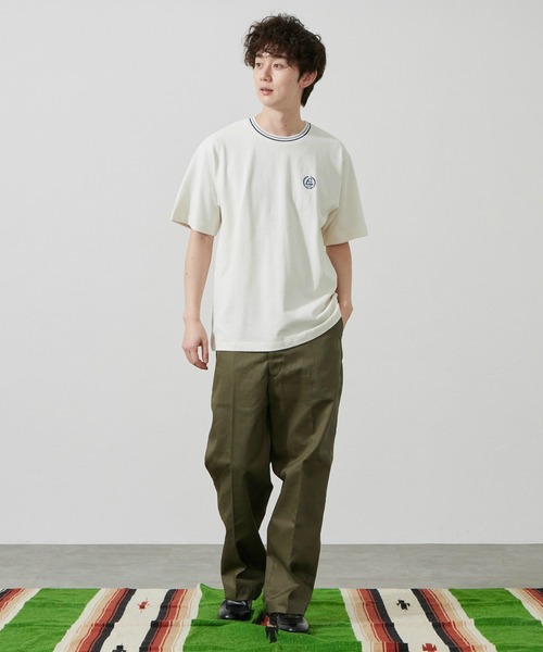 Lee(リー)の「Lee/リー ラインリブTシャツ カノコ素材(Tシャツ/カットソー・メンズ・オレンジ/ブルー/ホワイト/ブラック・SMALL/MEDIUM/LARGE/X-LARGE)」の1枚目の写真