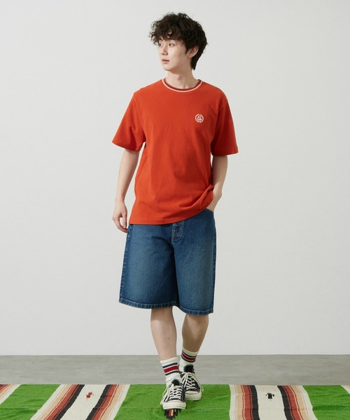 Lee(リー)の「Lee/リー ラインリブTシャツ カノコ素材(Tシャツ/カットソー・メンズ・オレンジ/ブルー/ホワイト/ブラック・SMALL/MEDIUM/LARGE/X-LARGE)」の18枚目の写真