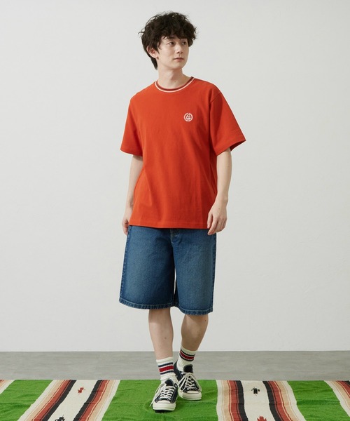 Lee(リー)の「Lee/リー ラインリブTシャツ カノコ素材(Tシャツ/カットソー・メンズ・オレンジ/ブルー/ホワイト/ブラック・SMALL/MEDIUM/LARGE/X-LARGE)」の17枚目の写真