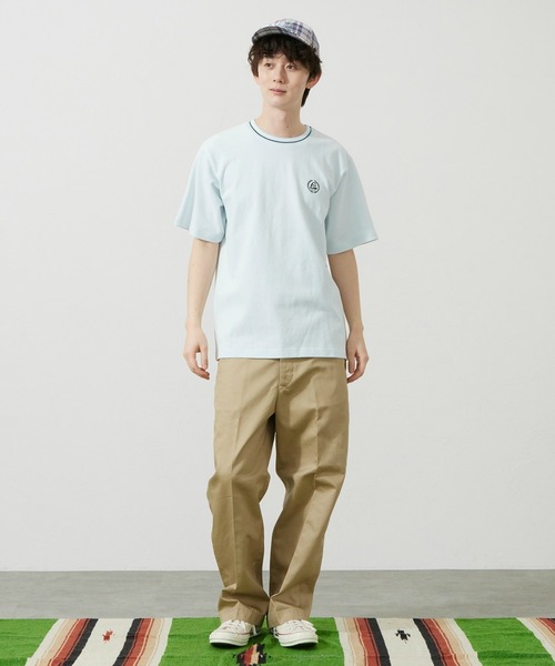 Lee(リー)の「Lee/リー ラインリブTシャツ カノコ素材(Tシャツ/カットソー・メンズ・オレンジ/ブルー/ホワイト/ブラック・SMALL/MEDIUM/LARGE/X-LARGE)」の9枚目の写真