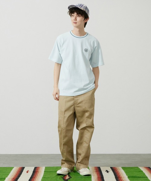 Lee(リー)の「Lee/リー ラインリブTシャツ カノコ素材(Tシャツ/カットソー・メンズ・オレンジ/ブルー/ホワイト/ブラック・SMALL/MEDIUM/LARGE/X-LARGE)」の8枚目の写真