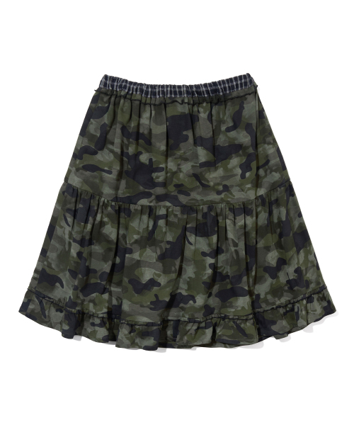 YOUHEE(ユヒ)の「CAMO TIERED LAYERED MIDI SKIRT_KHAKI(スカート・レディース・その他・FREE)」の4枚目の写真