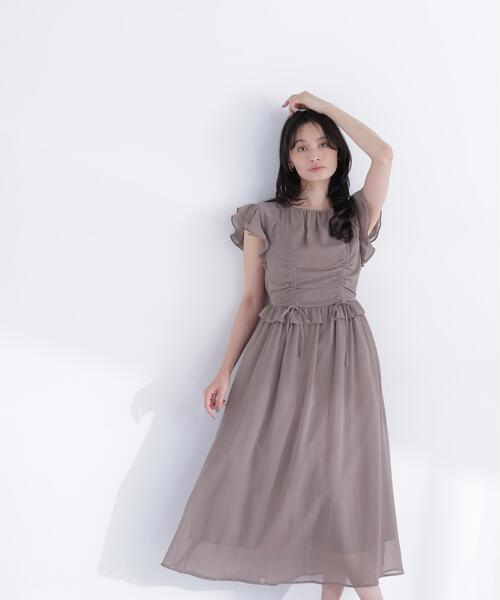 NATURAL BEAUTY BASIC(ナチュラルビューティーベーシック)の「ドロストギャザー楊柳ワンピース(ワンピース・レディース・ブラック系その他/ブラウン/イエロー/ブルー・P/S/MEDIUM/SMALL)」の3枚目の写真