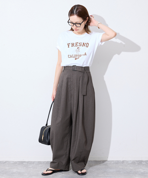 SLOBE IENA(スローブイエナ)の「ベルテッドカーブパンツ(その他パンツ・レディース・チャコールグレー/アイボリー・36/38)」の4枚目の写真