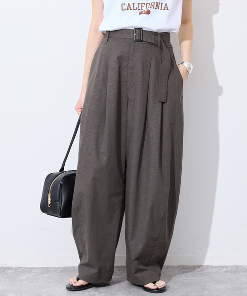SLOBE IENA(スローブイエナ)の「ベルテッドカーブパンツ(その他パンツ・レディース・チャコールグレー/アイボリー・36/38)」の8枚目の写真