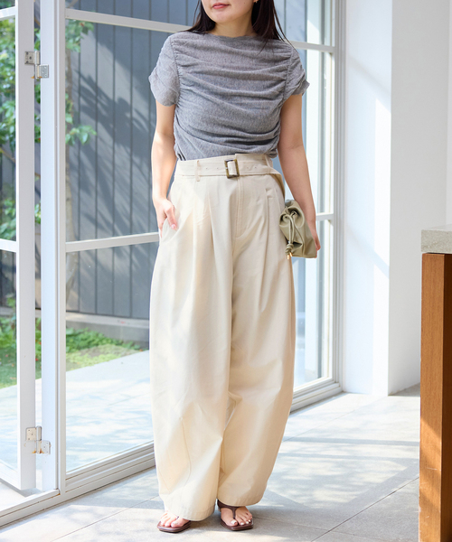 SLOBE IENA(スローブイエナ)の「ベルテッドカーブパンツ(その他パンツ・レディース・チャコールグレー/アイボリー・36/38)」の12枚目の写真