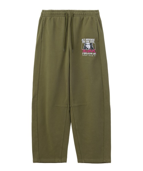 X-girl(エックスガール)の「FACE BOX AND MESSAGE SWEATPANTS(スウェットパンツ・レディース・ブラック/アッシュ/オリーブ・S/M)」の3枚目の写真