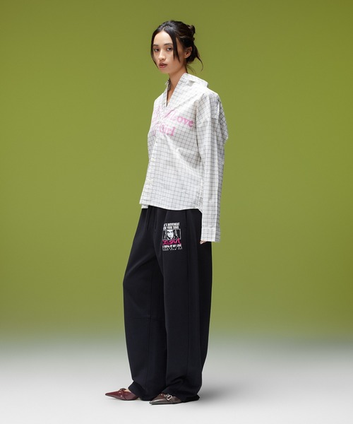 X-girl(エックスガール)の「FACE BOX AND MESSAGE SWEATPANTS(スウェットパンツ・レディース・ブラック/アッシュ/オリーブ・S/M)」の22枚目の写真